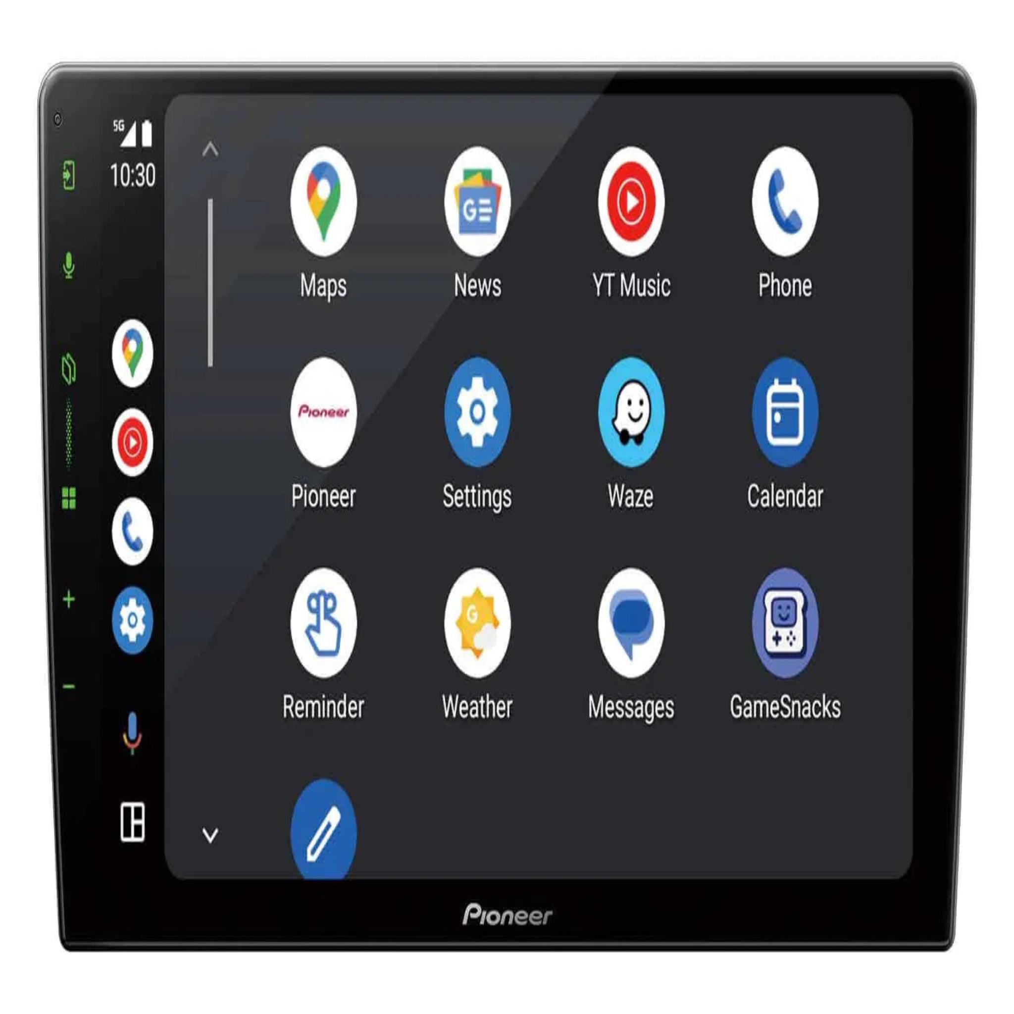 Pioneer car multimedia system with app icons on the screen